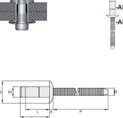 Hochfeste Blindnieten Aluminium/Aluminium (Ø x L) 6,4 x 22,5 mm mit Flachkopf - Niete mit gerilltem Nietdorn - Hochfeste Nieten - PREMIUM-LOCK