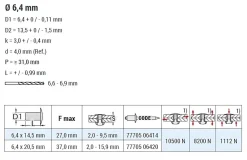 Hochfeste Blindnieten Edelstahl A2/Edelstahl A2 (Ø x L) 6,4 x 14,5 mm mit Flachkopf - Niete mit gerilltem Nietdorn - Hochfeste Nieten - GO-LOCK