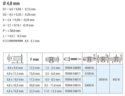 Hochfeste Blindnieten Stahl/Stahl (Ø x L) 4,8 x 14,0 mm mit Flachkopf - Niete mit gerilltem Nietdorn - Hochfeste Nieten - PREMIUM-LOCK