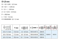 Hochfeste Blindnieten Stahl/Stahl (Ø x L) 4,8 x 11,5 mm mit Senkkopf - Niete mit gerilltem Nietdorn - Hochfeste Nieten - PREMIUM-LOCK