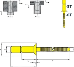 Hochfeste Blindnieten Stahl/Stahl (Ø x L) 4,8 x 13,0 mm mit Senkkopf - Niete mit gerilltem Nietdorn - Hochfeste Nieten - GO-LOCK