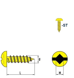 Linsenblechschrauben (Ø x L) 4,8 x 13 mm Stahl verzinkt Linsenkopf Längsschlitz - Linsenkopfschrauben – Blechschrauben