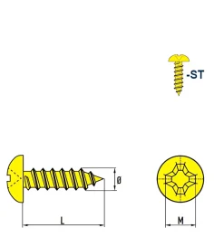 Linsenblechschrauben (Ø x L) 4,2 x 19 mm Stahl verzinkt Linsenkopf Phillips-Kreuzschlitz PH DIN7981 ISO7049 Werksnorm – Linsenkopfschrauben - Blechschrauben