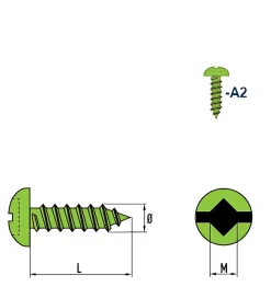 Linsenblechschrauben (Ø x L) 4,2 x 9,5 mm Edelstahl A2 Linsenkopf Längsschlitz – Linsenkopfschrauben - Blechschrauben