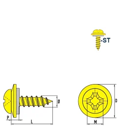Linsenblechschrauben mit Dichtscheibe EPDM Scheibe (Ø x L) 4,2 x 16 mm Stahl verzinkt Linsenkopf Phillips-Kreuzschlitz PH DIN7981 ISO7049 Werksnorm - Linsenkopfschrauben – Blechschrauben