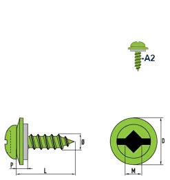 Linsenblechschrauben mit Dichtscheibe EPDM Scheibe (Ø x L) 4,2 x 16 mm Edelstahl A2 Linsenkopf Längsschlitz - Linsenkopfschrauben – Blechschrauben