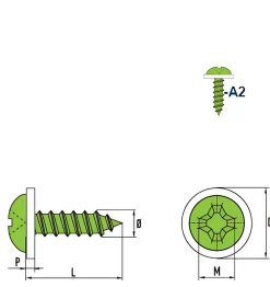 Linsenblechschrauben mit PA Scheibe (Ø x L) 4,2 x 13 mm Edelstahl A2 Linsenkopf Phillips-Kreuzschlitz PH DIN7981 ISO7049 Werksnorm - Linsenkopfschrauben – Blechschrauben