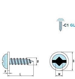 Linsenblechschrauben mit PA Scheibe (Ø x L) 4,8 x 13 mm Edelstahl C1 GOEBEL silber GL Linsenkopf Innenvierkant – Linsenkopfschrauben - Blechschrauben