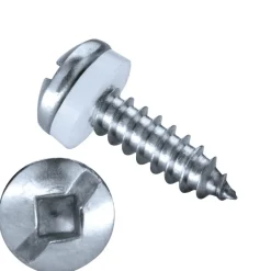 Linsenblechschrauben mit PA Scheibe (Ø x L) 4,2 x 13 mm Stahl verzinkt GOEBEL silber GL Linsenkopf Längsschlitz / Innenvierkant - Linsenkopfschrauben – Blechschrauben