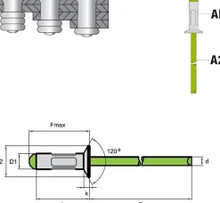 Mehrbereichsblindnieten Aluminium/Edelstahl A2 (Ø x L) 4,0 x 12,5 mm Senkkopf Niete - Mehrbereichsnieten - MULTI
