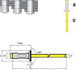 Mehrbereichsblindnieten Aluminium/Stahl (Ø x L) 4,0 x 20,0 mm Senkkopf Niete - Mehrbereichsnieten - MULTI