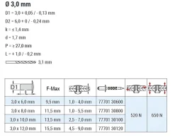 Mehrbereichsblindnieten Aluminium/Stahl (Ø x L) 3,0 x 10,0 mm Flachkopf - Flachkopf Niete - Mehrbereichsniete - MULTI