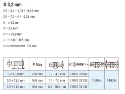 Mehrbereichsblindnieten Stahl/Stahl (Ø x L) 3,2 x 12,0 mm Flachkopf Niete - Mehrbereichsnieten - MULTI