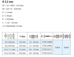 Mehrbereichsnieten Aluminium/Edelstahl A2 (Ø x L) 3,2 x 11,1 mm Flachkopf Niete - Mehrbereichsblindnieten - MULTI