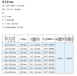 Popnieten Aluminium/Stahl (Ø x L) 4,0 x 8,0 mm mit Senkkopf ISO15978 - Senkkopf Niete - Popniete - STANDARD