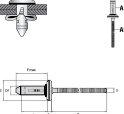 Presslaschen-Blindnieten mit gerilltem Nietdorn und EPDM Dichtscheibe Aluminium/Aluminium 5,2 x 25,4 mm Flachkopf - Presslaschen-Blindniete mit gerilltem Nietdorn und EPDM Dichtscheibe - Presslaschenblindniete (Konstruktionsbau) - TRE-GO