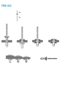 Presslaschen-Blindnieten mit gerilltem Nietdorn und EPDM Dichtscheibe Aluminium/Aluminium 5,2 x 31,8 mm Flachkopf - Presslaschen-Blindniete mit gerilltem Nietdorn und EPDM Dichtscheibe - Presslaschenblindniete (Konstruktionsbau) - TRE-GO