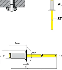 Senkkopf Nieten Aluminium/Stahl (Ø x L) 5,0 x 16,0 mm mit Senkkopf ISO15978 - Senkkopf Niete - Popniete - STANDARD