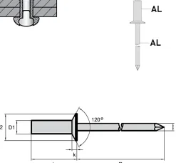 Senkkopf Nieten Aluminium/Aluminium (Ø x L) 4,8 x 20,0 mm mit Senkkopf ISO15982 - Senkkopf Niete - Popniete - STANDARD