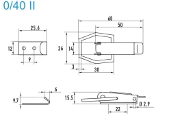 Spannverschluss Aluminium 0/40 II Kappenschloss mit gerade Grundtplatte und Gegenhaken - Kistenverschluss - Kofferverschluss - Hebel Verschluss