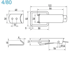 Spannverschluss Edelstahl A2 4/80 grosses Kappenschloss mit gewölbter Grundtplatte und Gegenhaken - Kistenverschluss - Kofferverschluss - Hebel Verschluss