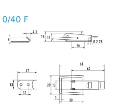 Spannverschluss mit Federsicherung Stahl verzinkt 0/40 F kleines Kappenschloss mit Federsicherung gerader Grundtplatte und Gegenhaken - Kistenverschluss - Kofferverschluss - Hebel Verschluss