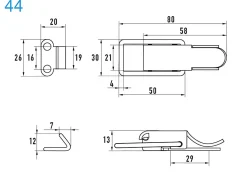 Spannverschluss mit Federsicherung Edelstahl A2 44 grosses Kappenschloss mit gerader Grundtplatte und Gegenhaken - Kistenverschluss - Kofferverschluss - Hebel Verschluss