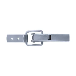 Spannverschluss mit Federsicherung Aluminium 3/70 F II schmales Kappenschloss mit Federsicherung gerader Grundtplatte und Gegenhaken - Kistenverschluss - Kofferverschluss - Hebel Verschluss