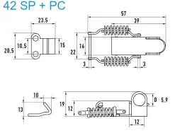 Spannverschluss mit Verschlussvorrichtung Stahl verzinkt 42 SP + PC kleines Kappenschloss mit Feder Verschlussvorrichtung gerader Grundtplatte und Gegenhaken - Kistenverschluss - Kofferverschluss - Hebel Verschluss