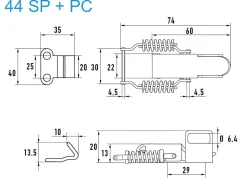 Spannverschluss mit Verschlussvorrichtung Stahl verzinkt 44 SP + PC grosses Kappenschloss mit Feder Verschlussvorrichtung gerader Grundtplatte und Gegenhaken - Kistenverschluss - Kofferverschluss - Hebel Verschluss