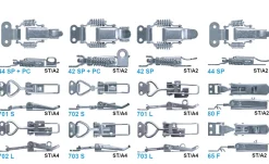Spannverschluss mit Verschlussvorrichtung Edelstahl A2 2/50 kleines Kappenschloss selbstschliessend mit Verschlussvorrichtung gerader Grundtplatte und Gegenhaken - Kistenverschluss - Kofferverschluss - Hebel Verschluss