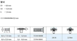 Spreiz-Blindnietmutter Nietmutter M4 Stahl verzinkt (Ø x L) 8,0 mm x 17,0 mm Flachkopf Rundschaft Schaftende offen Einziehmutter Einnietmuttern - GO-FOUR