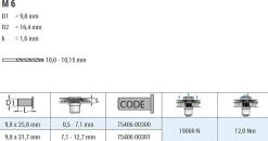 Spreiz-Blindnietmutter Nietmutter M6 Stahl verzinkt (Ø x L) 9,8 mm x 25,8 mm Flachkopf Rundschaft geschlitzt vorgestaucht Schaftende offen Einziehmutter Einnietmuttern - GO-SPLIT
