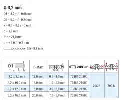 Spreiznieten Aluminium/Stahl (Ø x L) 3,2 x 10,0 mm Flachkopf - Spreizblindnieten - Nieten - STAR