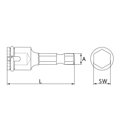 Steckschlüssel SW7 mit Klemmfeder aus Werkzeugstahl