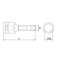 Steckschlüssel SW1/4" mit Kugelsicherung aus Werkzeugstahl